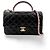 Chanel Classic Single Flap Top Handle Quilted Iridescent Lambskin Mini Negro