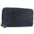 VALENTINO Long Wallet Canvas Navy Silver Auth bs37216 Silvery Navy blue