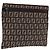FENDI Zucchino Canvas Pouch Brown Silver 7N0013 Auth mr2999 Braun Silber