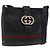 Bolsa de Ombro GUCCI Web Sherry Line em Couro Preto e Dourado Auth 206101