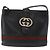 Bolsa de Ombro GUCCI Web Sherry Line em Couro Preto e Dourado Auth 206101 - vista 2