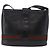 Bolsa de Ombro GUCCI Web Sherry Line em Couro Preto e Dourado Auth 206101 - vista 3