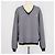 Miu Miu V-Ausschnitt Pullover aus Kaschmir und Seide in Grau und Marineblau Dunkelblau