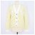 Sandro Cardigan Girocollo V Monogramma in Lana e Cashmere Giallo e Bianco