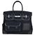 Hermès  mala Cargo Birkin 35 Hermes em couro Swift preto e lona Goeland Azul