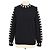 Chanel Black, Ivory Blend Wool Embroidered Applique Crew Neck Sweater