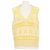 Ganni Yellow, Off White Wool Logo Print V-Neck Sleeveless Top Amarillo