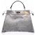 Borsa Fendi Peekaboo in pelle argentata Argento