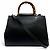 Bamboo Gucci Nymphaea Medium Schultertasche aus Leder mit Bambus und Eco-Perlen Schwarz