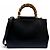 Bamboo Gucci Nymphaea Medium Schultertasche aus Leder mit Bambus und Eco-Perlen Schwarz - Ansicht 4