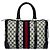 Gucci Vintage Sherry Line GG Pattern Mini Boston Bag Rot Marineblau