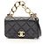 Chanel Mini Matelassé 2-Way Schultertasche Schwarz