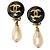 Timeless Orecchini vintage Chanel Coco Mark Nero D'oro