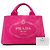 Prada Small Canvas Canapa Logo Tote Rosa - vista 7