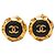 Chanel Coco Mark Vintage Clip-Ohrringe Schwarz Golden