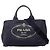 Bolsa média Prada em Canapa com placa de logo triângulo Azul marinho