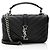 Autre Marque Bolso de hombro mini College de piel de becerro acolchada con monograma Saint Laurent Negro