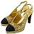 Décolleté Slingback Chanel Coco Mark Glitter Nero D'oro