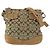 Borsa a tracolla Coach Signature Canvas Leather Marrone Argento Beige