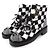Chanel COCO Mark Sequined Plaid Pattern Tweed Ankle Boots Black