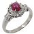 Autre Marque Anello in platino Pt900 con rubino stella e diamante Argento