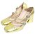 Décolleté Roger Vivier Trevivier con cristalli e tacco largo D'oro