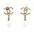 Boucles d'oreilles pendantes Chanel dorées et blanches - vue 3