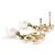 Boucles d'oreilles pendantes Chanel dorées et blanches - vue 8