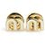 Pendientes de botón Miu Miu dorado y blanco