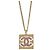 Pendente quadrato Chanel CC in metallo con cristalli D'oro