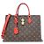 Borsa Tote Louis Vuitton Monogram Flower Marrone Rosso