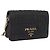 Bolsa de Ombro PRADA com Corrente Franzida em Couro Preto e Ouro Auth 204909A Dourado