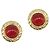 CHANEL Ohrringe Metall Goldfarben Rot CC Auth bs37169