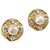 CHANEL Ohrringe Metall Goldfarben Weiß CC Auth bs37230