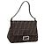 FENDI Zucca Canvas Mamma Baguette Schultertasche Braun Silber Auth mr2954V