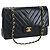 CHANEL V-stitch Chevron Double Flap Matelasse 25 Chain Shoulder Auth BA15583V Negro