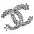 Spilla CHANEL Metallo Argento CC Auth ki6897M
