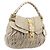Borsa a mano Miu Miu Matelassé Canvas Beige Gold Tone Auth bs37124