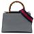 Bamboo Bolsa Gucci Nymphaea Small em couro de bezerro cinza com bambu e Web
