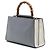 Bamboo Bolsa Gucci Nymphaea Small em couro de bezerro cinza com bambu e Web - vista 2