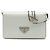 Mini borsa a tracolla Prada in pelle spazzolata bianca con catena Bianco