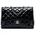 Borsa a tracolla Chanel Large CC trapuntata in vernice nera con doppio scomparto e patta Nero