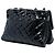 Borsa a tracolla Chanel Large CC trapuntata in vernice nera con doppio scomparto e patta Nero - vista 2