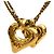 Collana con pendente doppio cuore placcato oro Chanel CC dorata D'oro