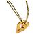 Collana con pendente doppio cuore placcato oro Chanel CC dorata D'oro - vista 3