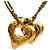 Collier pendentif double cœur plaqué or Chanel CC doré
