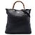 Bamboo Borsa shopper Gucci Tall in pelle di vitello martellata nera con bambù Nero