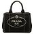 Borsa Tote Satchel Prada Small Canvas Canapa Logo Nera Nero