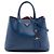 Blue Prada Medium Saffiano Cuir Double Handle Satchel