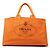 Prada Large Canvas Canapa Logo Tote Satchel Orange
